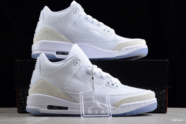 Cheap BK jordan white 136064-111 retro 3 air triple 1119